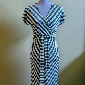 Merona Green & Light Blue Stripe Maxi Dress